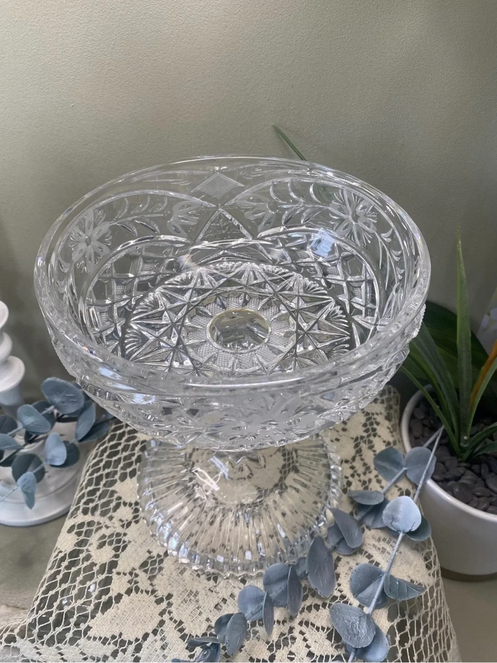 ✨ Vintage Cut Lead Crystal Footed Candy Dish ✨